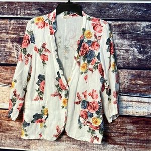 Italian Style Linen Blazer Floral Casual Brunch See measurements